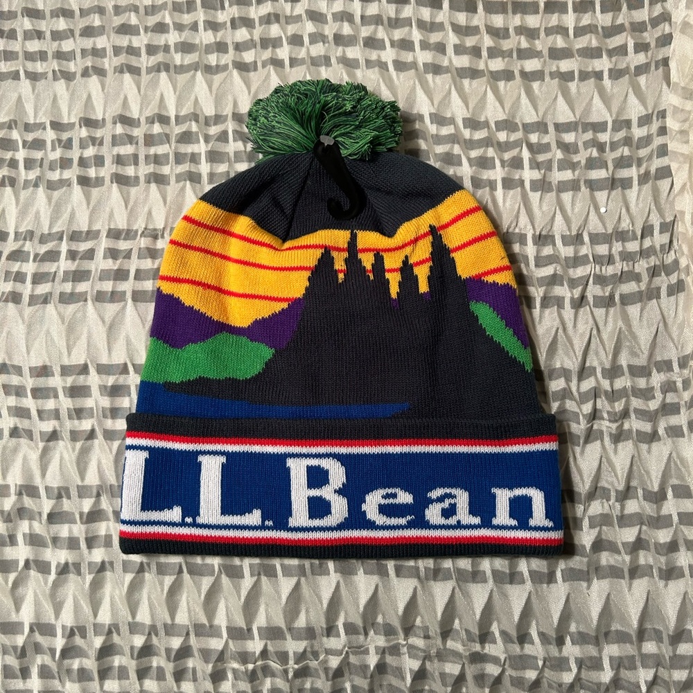L. L. Bean Katahdin Pom Graphic Hat Crisp Lapis/White NWT